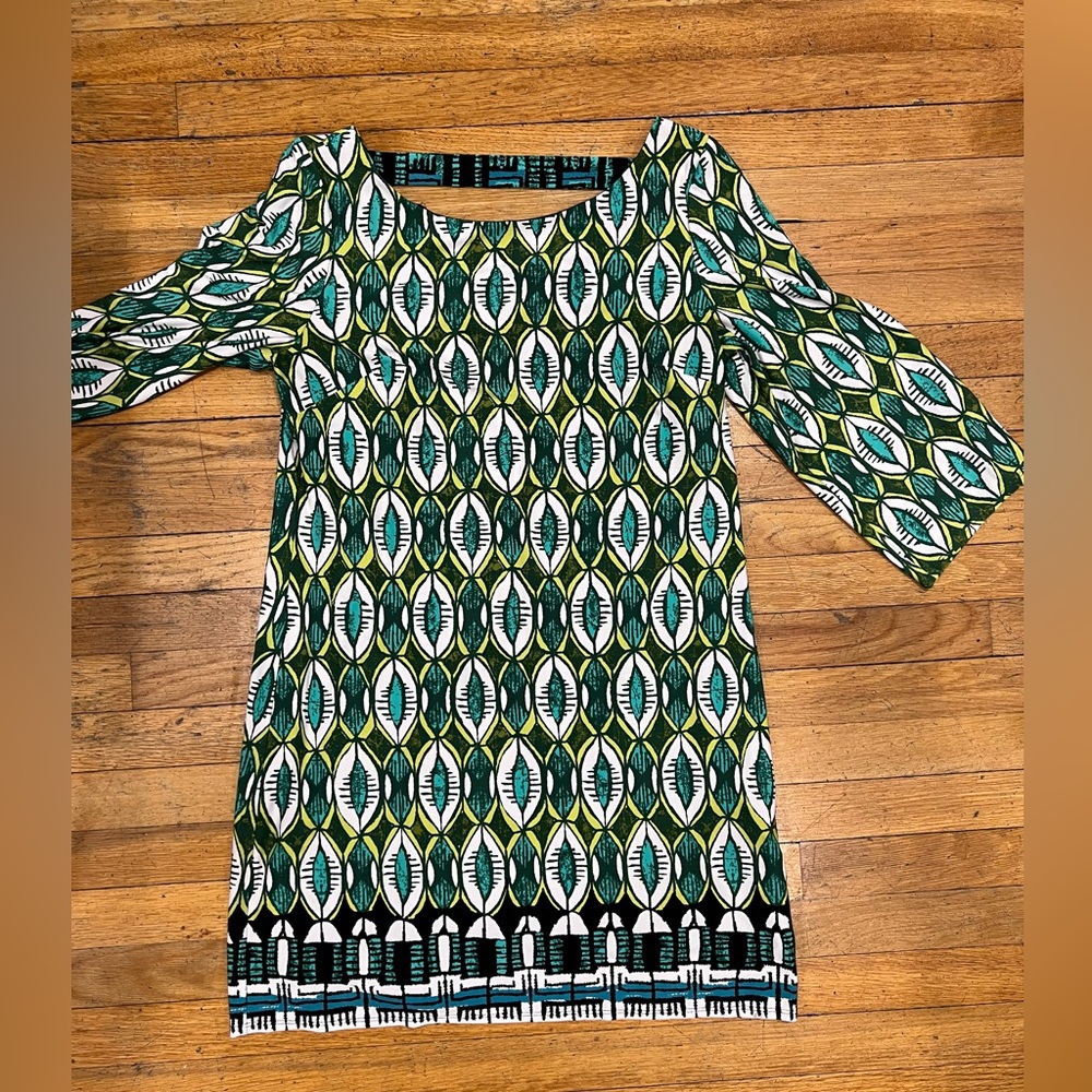 LN Laundry Shelli Segal Printed Coverup Shift Dress L large beach lined LN - Picture 2 of 9